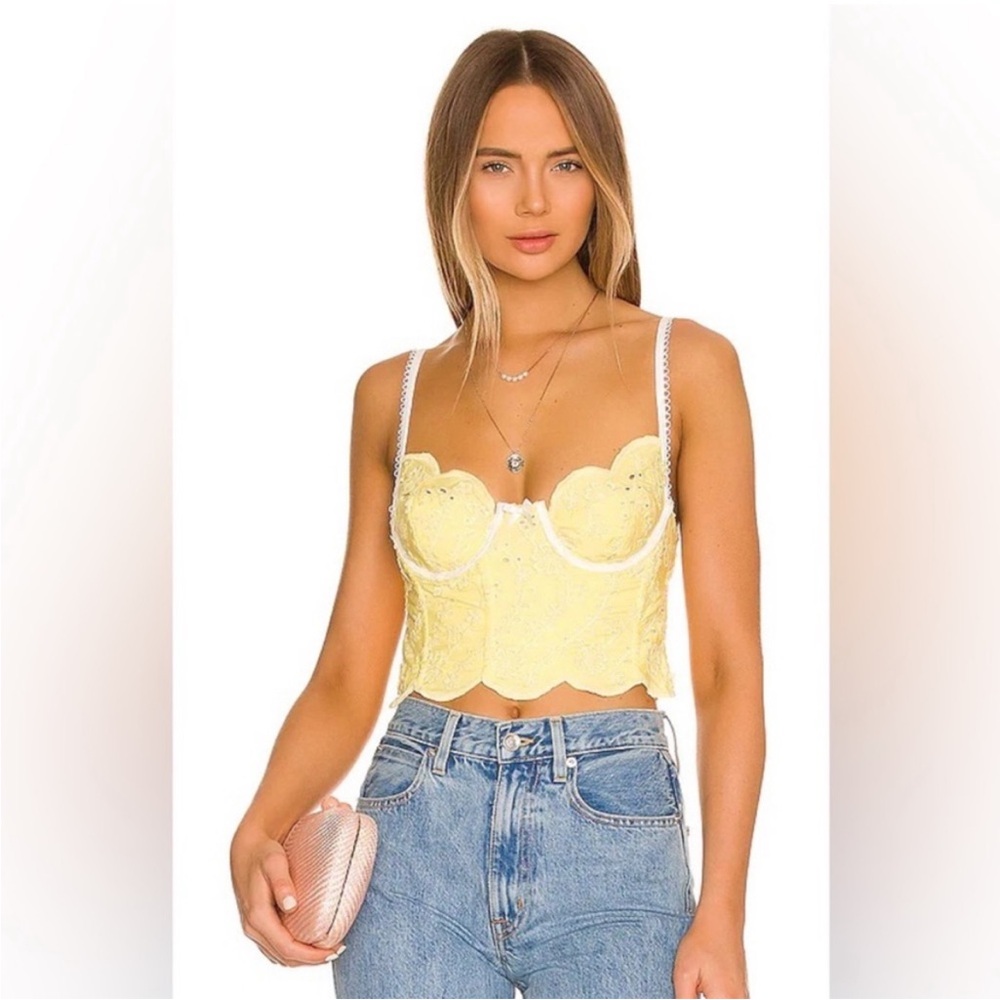 FOR LOVE AND LEMONS NATALIA CORSET TOP YELLOW